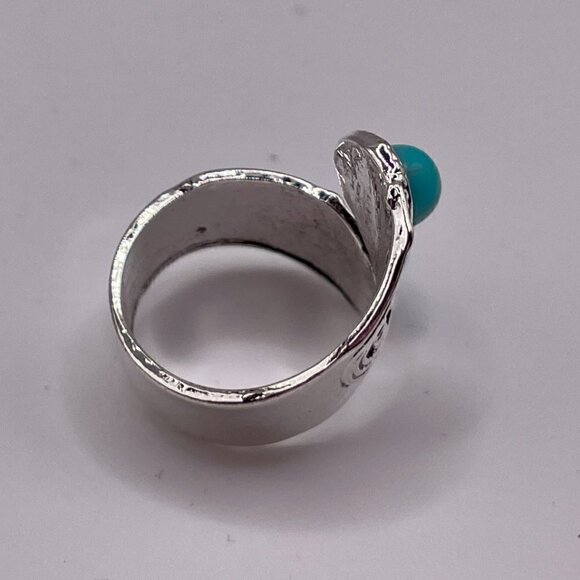 Boho Faux Turquoise Scroll Adjustable Spoon Ring #1312 - Picture 7 of 14